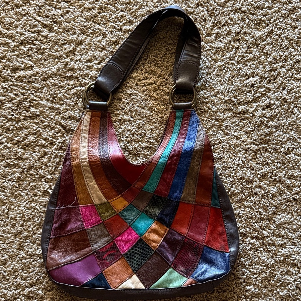 Wilsons Leather Multicolor Patchwork Hobo Bag